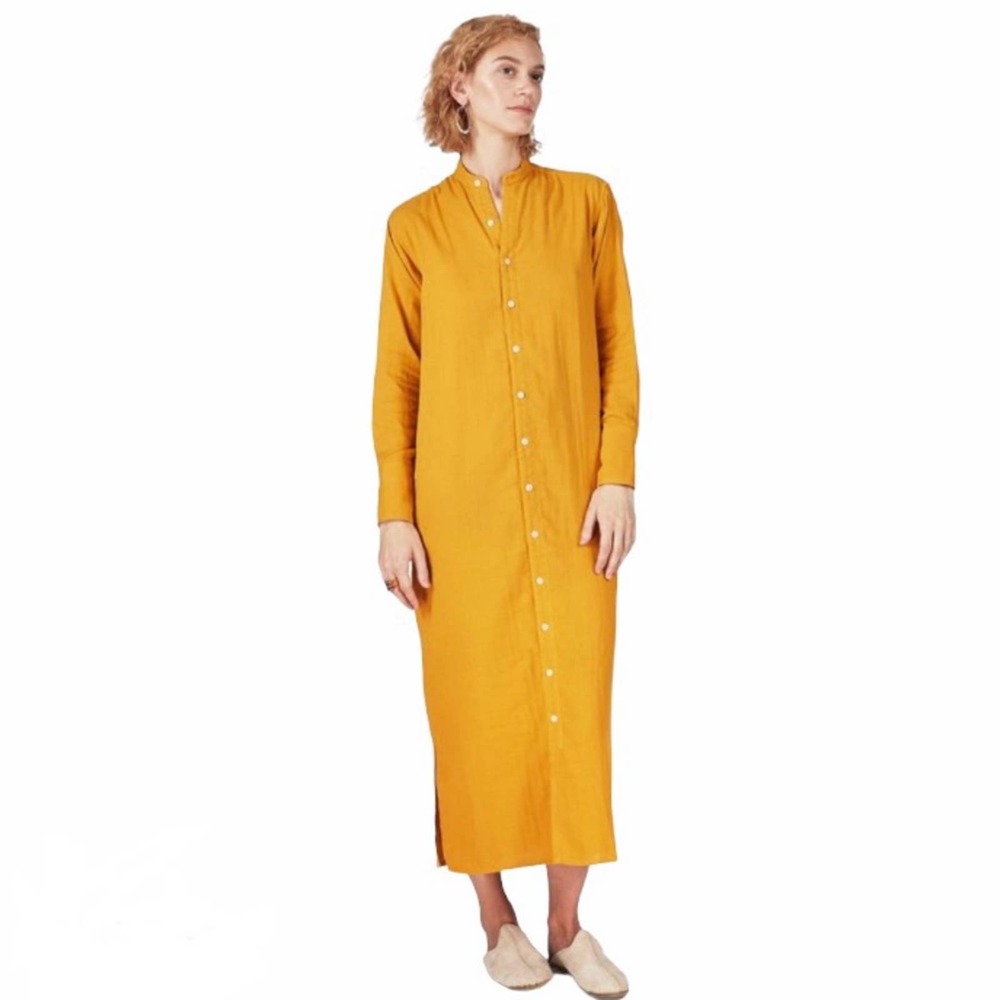 blluemade Double-Cloth Gauze Tunic Dress Turmeric